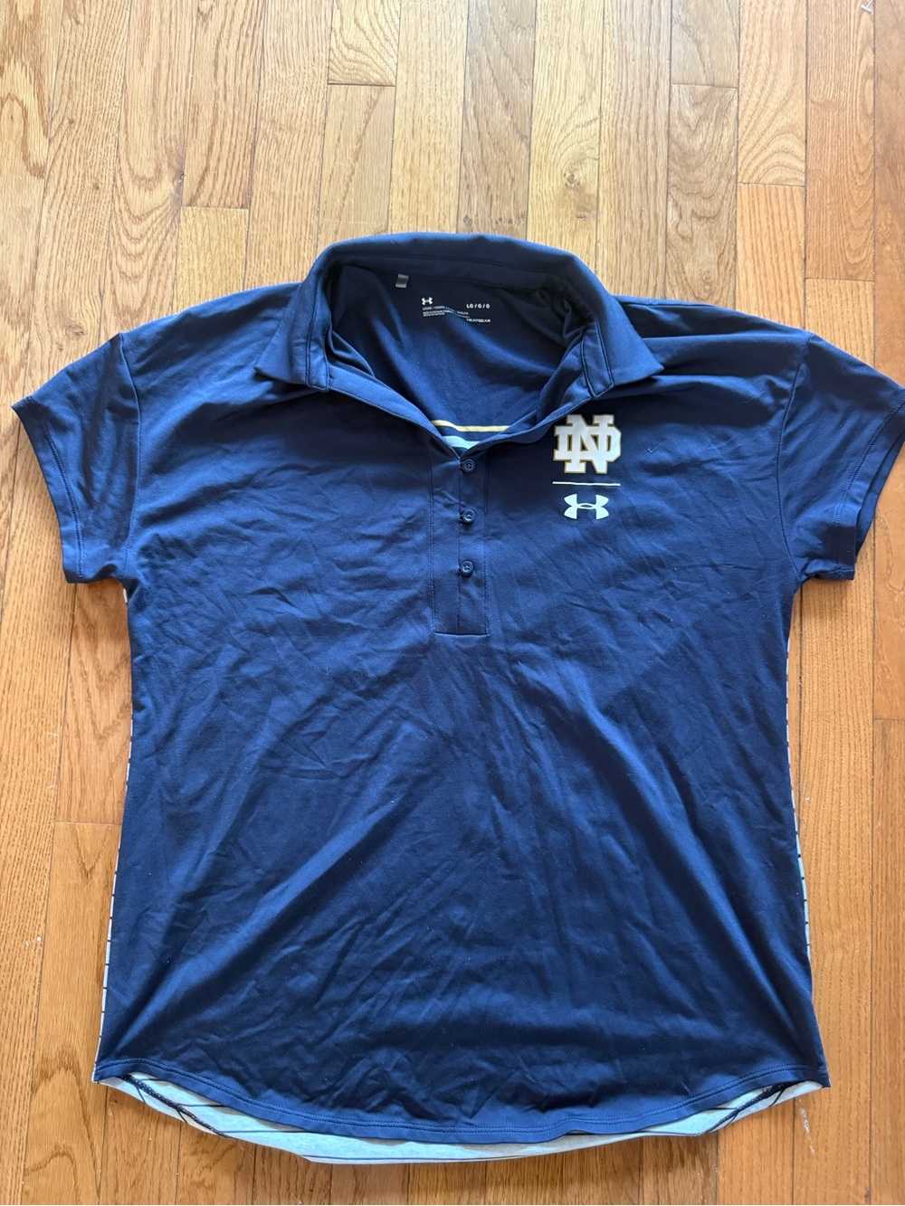 Notre Dame Fighting Irish Women's Under Armour Golf Polo Size Large Blue/Gold